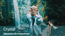  Presentation with rain forest walk way - Colorful theme enhanced with unconventional - beautiful fashion girl posing backdrop and a ocean colored foreground