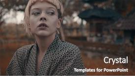  Presentation with mens fashion portrait - PPT layouts consisting of unconventional - portrait of beautiful fashion girl background and a tawny brown colored foreground