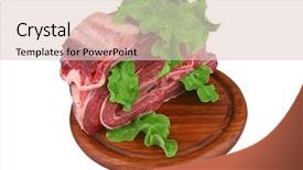  Presentation with green and wood - Slide deck consisting of uncooked asado on wood tray background and a  colored foreground