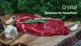  Presentation with cutting board - Colorful slide set enhanced with uncooked-boneless-club-steak backdrop and a tawny brown colored foreground