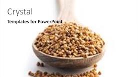  Presentation with spoon - Theme enhanced with uncooked-buckwheat-grain-in-wooden background and a white colored foreground