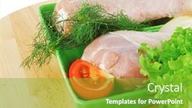  Presentation with green and white - PPT theme featuring uncooked-chicken-legs-on-green background and a shamrock green colored foreground