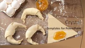  Presentation with kitchen - Cool new slide set with uncooked croissants on kitchen table backdrop and a coral colored foreground
