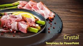  Presentation with asparagus - PPT theme consisting of uncooked-green-asparagus-with-prosciutto background and a tawny brown colored foreground