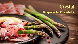  Presentation with asparagus - Slide deck with uncooked-green-asparagus-wrapped background and a tawny brown colored foreground
