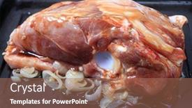  Presentation with shoulder joint - Slides consisting of uncooked-honey-glazed-pork-shoulder background and a coral colored foreground