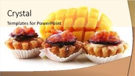  Presentation with mango fruit - Beautiful PPT theme featuring uncooked mango and small fruit cakes served backdrop and a yellow colored foreground