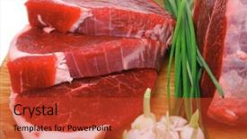  Presentation with pork rib - Cool new PPT theme with uncooked meat raw fresh beef backdrop and a red colored foreground