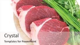  Presentation with fresh meat - Colorful presentation enhanced with uncooked meat raw fresh beef backdrop and a sky blue colored foreground