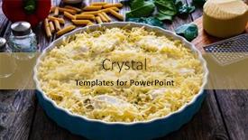  Presentation with noodle - Presentation design consisting of uncooked-noodle-casserole-with-roast background and a yellow colored foreground