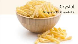  Presentation with pasta - PPT theme having uncooked-pasta-caserecce-in-bowl background and a blonde colored foreground