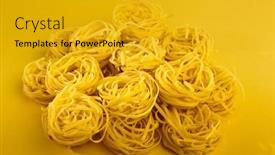  Presentation with pasta - Theme featuring uncooked-pasta-nests-are-adjacent background and a gold colored foreground