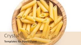  Presentation with penne pasta - Cool new slide set with uncooked-penne-pasta-in-bowl backdrop and a yellow colored foreground