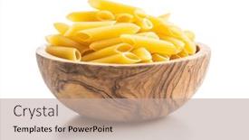  Presentation with penne pasta - Slide set having uncooked-penne-pasta-in-bowl background and a mint green colored foreground