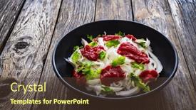  Presentation with traditional vietnamese soup pho - PPT theme featuring uncooked-pho-soup-vietnamese-soup and a tawny brown colored foreground