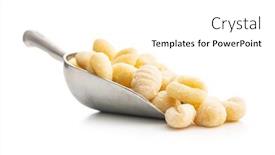  Presentation with potato - Presentation theme having uncooked-potato-gnocchi-in-scoop background and a  colored foreground