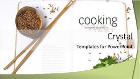  Presentation with chopsticks - PPT theme enhanced with uncooked rice chopsticks garlic parsley background and a white colored foreground