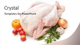  Presentation with turkey - Theme consisting of uncooked turkey with herbs isolated background and a sky blue colored foreground