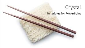  Presentation with chopsticks - Beautiful presentation design featuring uncooked-white-rice-noodles backdrop and a white colored foreground