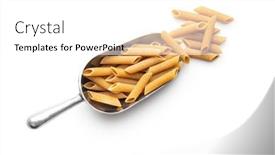  Presentation with penne pasta - PPT theme consisting of uncooked-whole-grain-pasta-isolated background and a white colored foreground