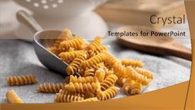  Presentation with penne pasta - PPT theme having uncooked-whole-grain-pasta-raw background and a coral colored foreground
