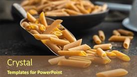 Presentation with penne pasta - PPT theme consisting of uncooked-whole-grain-pasta-raw background and a tawny brown colored foreground