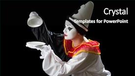 Presentation with clown - Theme featuring uncover - surprised pierrot clown uncovering background and a black colored foreground