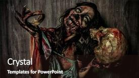  Presentation with zombie - Colorful theme enhanced with undead - frightening bloody zombie girl backdrop and a wine colored foreground