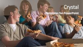  Presentation with teenagers - Slides consisting of teenagers having fun and eating pizza background and a violet colored foreground