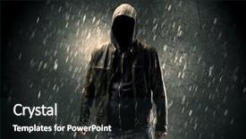  Presentation with faceless - Audience pleasing slides consisting of undercvoer - faceless misterious man in hoodie backdrop and a dark gray colored foreground