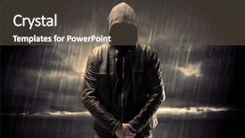  Presentation with faceless - Theme featuring undercvoer - faceless thief in unrecognizable hoodie background and a gray colored foreground