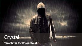  Presentation with faceless - Presentation theme with undercvoer - faceless thief in unrecognizable hoodie background and a dark gray colored foreground