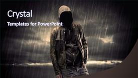  Presentation with faceless - Theme featuring undercvoer - faceless thief in unrecognizable hoodie background and a wine colored foreground