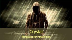  Presentation with rain - Colorful slide deck enhanced with undercvoer - incognito hooded stalker standing backdrop and a tawny brown colored foreground