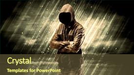  Presentation with rain - Cool new PPT theme with undercvoer - incognito hooded stalker standing backdrop and a tawny brown colored foreground