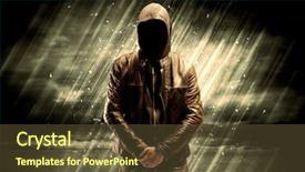  Presentation with rain - Slides with undercvoer - incognito hooded stalker standing background and a tawny brown colored foreground