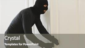  Presentation with key account management - Slide deck enhanced with undercvoer - male thief opening door background and a gray colored foreground
