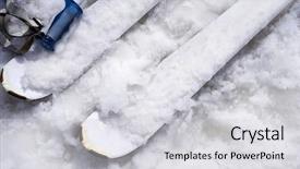  Presentation with ski - Audience pleasing presentation consisting of undercvoer - ski details undercover with snow backdrop and a light gray colored foreground