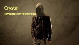  Presentation with faceless - Cool new PPT theme with undercvoer - suspicious faceless mature male backdrop and a tawny brown colored foreground