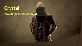  Presentation with faceless - Beautiful PPT theme featuring undercvoer - suspicious faceless mature male backdrop and a tawny brown colored foreground
