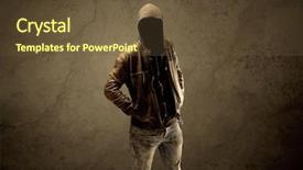  Presentation with faceless - Presentation theme consisting of undercvoer - suspicious faceless mature male background and a tawny brown colored foreground