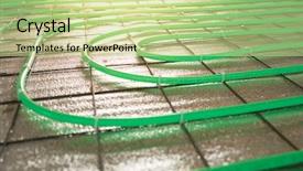  Presentation with pipe - Presentation enhanced with underfloor heating green pipe installation background and a soft green colored foreground