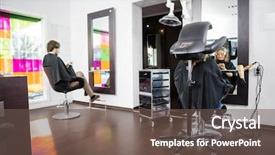  Presentation with hair salon - Colorful slides enhanced with undergoing hair treatment in beauty backdrop and a tawny brown colored foreground