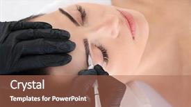  Presentation with beauty salon - Audience pleasing slides consisting of undergoing procedure of eyebrow permanent backdrop and a coral colored foreground