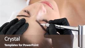  Presentation with beauty makeup - Cool new PPT theme with undergoing procedure of eyebrow permanent backdrop and a tawny brown colored foreground
