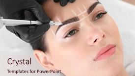  Presentation with beauty makeup - Presentation theme featuring undergoing procedure of eyebrow permanent background and a lemonade colored foreground