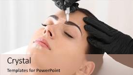  Presentation with beauty makeup - Cool new slide set with undergoing procedure of eyebrow permanent backdrop and a coral colored foreground