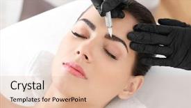  Presentation with beauty makeup - PPT theme with undergoing procedure of eyebrow permanent background and a lemonade colored foreground