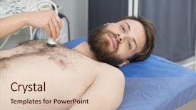  Presentation with ultrasound - Audience pleasing PPT theme consisting of undergoing ultrasound test on chest backdrop and a lemonade colored foreground