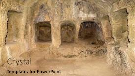  Presentation with kings - Beautiful presentation theme featuring underground-ancient-burial-place-excavation backdrop and a coral colored foreground